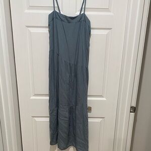 Linen blend dusty Blue Maxi Dress